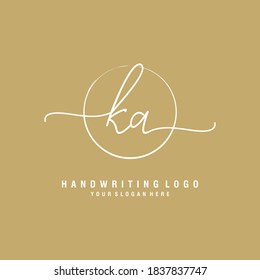 KA Initial handwriting logo template vector