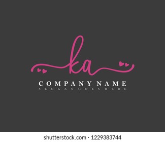 KA Initial handwriting logo vector