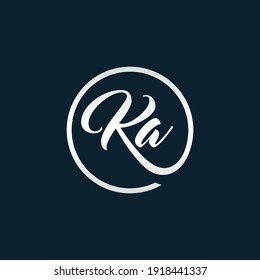 KA Initial handwriting logo vector