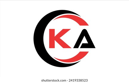 KA initial letter creative circle icon swoosh logo design vector. monogram, lettermark, circle, calligraphy, symbol, emblem, elegant, abstract, wordmark, sign, art, typography, icon, minimal, premium