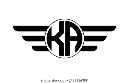 KA initial letter geometric creative circle shape icon wings logo design vector template. monogram, letter mark, circle, calligraphy, symbol, emblem, elegant, abstract, wordmark, sign, art, typography