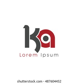 ka initial letter linked lowercase logo. k and a vector template design.