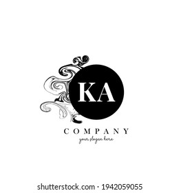 KA Initial Letter Logo Design with Ink Cloud Flowing Texture Vector.