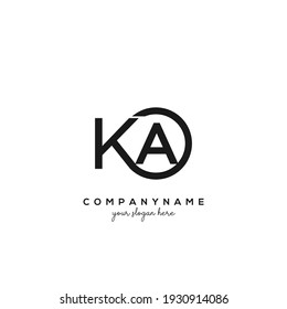 KA Initial letter logo inside circle shape inside rounded black monogram