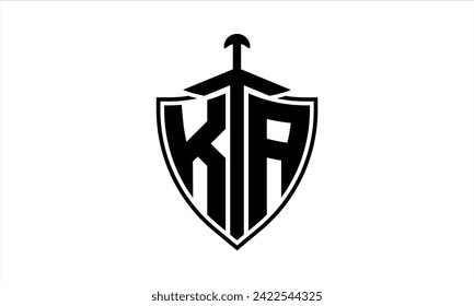 KA initial letter shield icon gaming logo design vector. batman, sports logo, monogram, shield, war game, symbol, playing logo, abstract, fighting, typography, icon, minimal, premier league, club logo