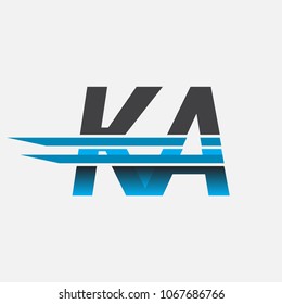 KA initial logo company name colored black and blue, Simple and Modern Logo Design.