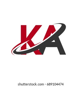 KA initial logo company name colored red and black swoosh design, isolated on white background. vector logo for business and company identity