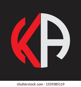 KA Initial Logo design Monogram Isolated on black background