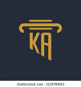 KA initial logo monogram with pillar icon design vector image