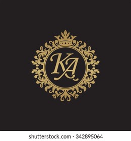 KA initial luxury ornament monogram logo