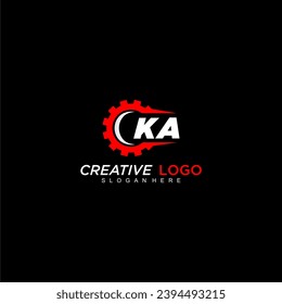 KA initial monogram for automotive logo with gear wheel image design vector