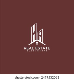 KA initial monogram building and roof logo for real estate