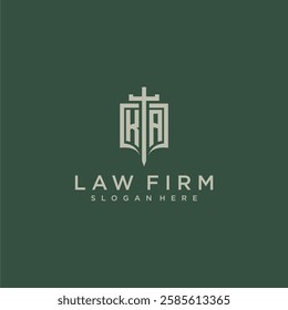 KA initial monogram for law firm with sword and shield logo image