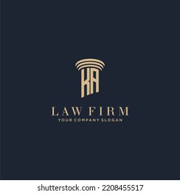 KA initial monogram lawfirm logo with pillar design