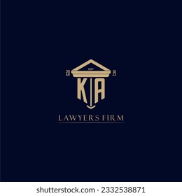 KA initial monogram lawfirm logo with pillar design