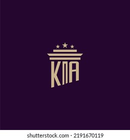 KA initial monogram logo design for lawfirm lawyers with pillar vector image