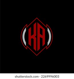 KA initial monogram logo for gaming with Gemoteric line shape style design on isolated background