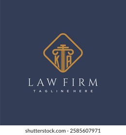 KA initial monogram logo for lawfirm with pillar in creative square design