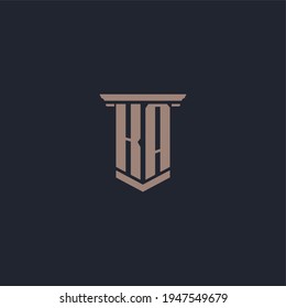 KA initial monogram logo with pillar style design