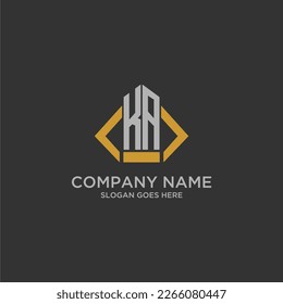 KA initial monogram logo for real estate with building style