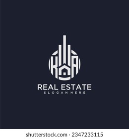 KA initial monogram logo for real estate with creative circle design vector