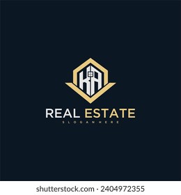 KA initial monogram logo for real estate with home shape creative design