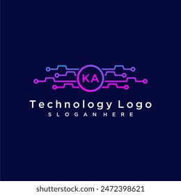 KA initial monogram for technology logo with circle style design