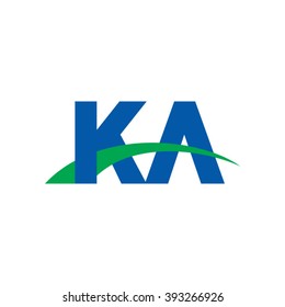 KA initial overlapping swoosh letter logo blue green