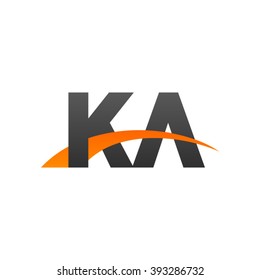 KA initial overlapping swoosh letter logo black orange