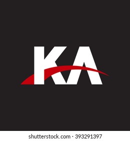 KA initial overlapping swoosh letter logo white red black background