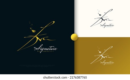 KA Initial Signature Logo Design with Elegant and Minimalist Gold Handwriting Style. Initial K and A Logo Design for Wedding, Fashion, Jewelry, Boutique and Business Brand Identity