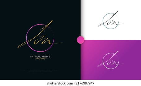 KA Initial Signature Logo Design with Elegant and Minimalist Gold Handwriting Style. Initial K and A Logo Design for Wedding, Fashion, Jewelry, Boutique and Business Brand Identity