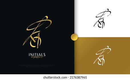 KA Initial Signature Logo Design with Elegant and Minimalist Gold Handwriting Style. Initial K and A Logo Design for Wedding, Fashion, Jewelry, Boutique and Business Brand Identity