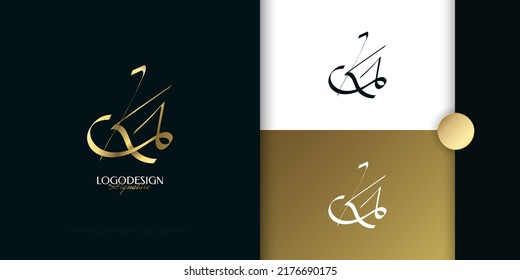 KA Initial Signature Logo Design with Elegant and Minimalist Gold Handwriting Style. Initial K and A Logo Design for Wedding, Fashion, Jewelry, Boutique and Business Brand Identity