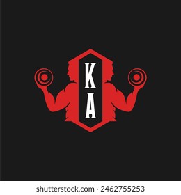 KA initials fitness sport gym logo design vector