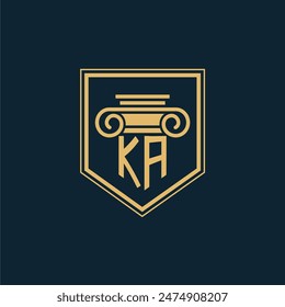 KA Initials Law Firm Logo Lawyer logo with creative law element