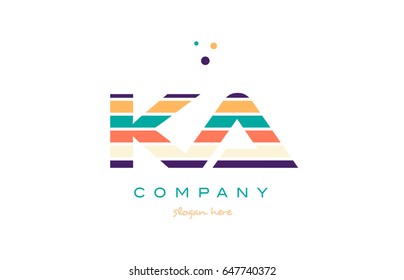 ka k a alphabet letter logo colors colorful line stripe font creative text dots company vector icon design template