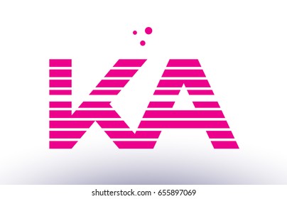 ka k a alphabet letter logo pink purple line stripe company design template creative abstract vector