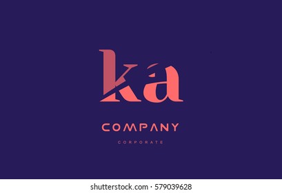 ka k a alphabet small letter blue pink creative design vector company logo icon template 