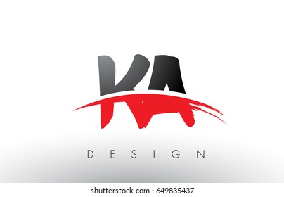 KA K A Brush Logo Letters Design with Red and Black Colors and Brush Letter Concept.