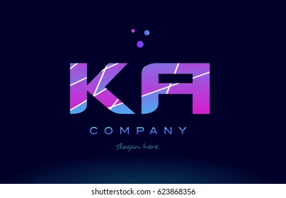 ka k a  creative color blue background pink purple magenta alphabet letter company logo vector icon