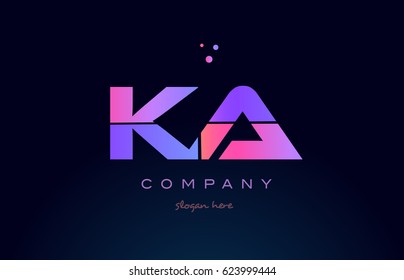 ka k a creative color blue background pink purple blue magenta alphabet letter company logo vector icon design