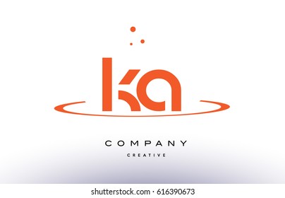 KA K A creative orange swoosh dots alphabet company letter logo design vector icon template