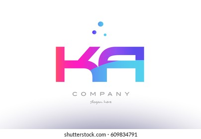 ka k a  creative pink purple blue modern dots creative alphabet gradient company letter logo design vector icon template