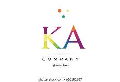 ka k a  creative rainbow colors colored alphabet company letter logo design vector icon template