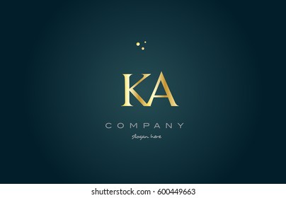 ka k a  gold golden luxury product metal metallic alphabet company letter logo design vector icon template green background