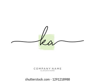 KA K Una plantilla inicial de logotipo de escritura a mano