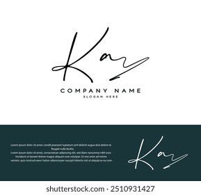 KA K Um logotipo inicial de assinatura manuscrita