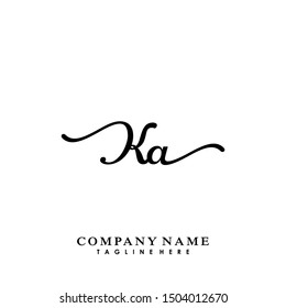 KA K A letter initial handwriting logo template.