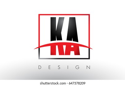 KA K A Logo Letters with Red and Black Colors and Swoosh. Creative Letter Design Vector.